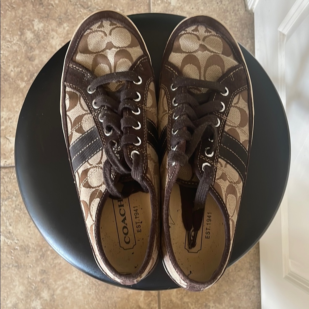 Coach Signature Canvas Sneakers in Brown/Tan